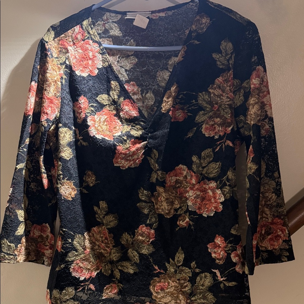 Fashion Bug Black Floral Lace Top